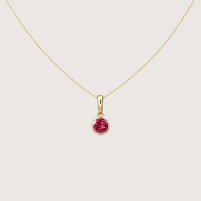 Structured Sleek Ruby Gold Pendant,,hi-res image number null