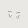 Playful Sculpted Silver Hoop Earrings,,hi-res view 3