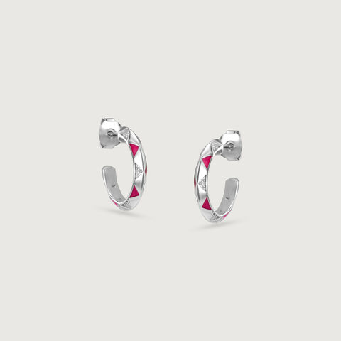 Playful Sculpted Silver Hoop Earrings