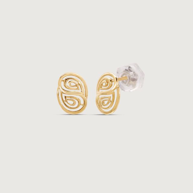 Paisley Duo Gold Stud Earrings,,hi-res image number null