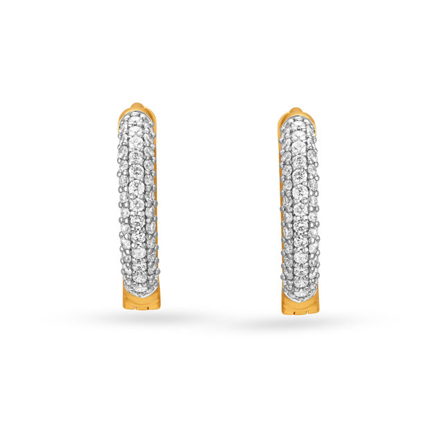 Simply Stunning 18KT Gold Diamond Hoop Earrings,,hi-res image number null