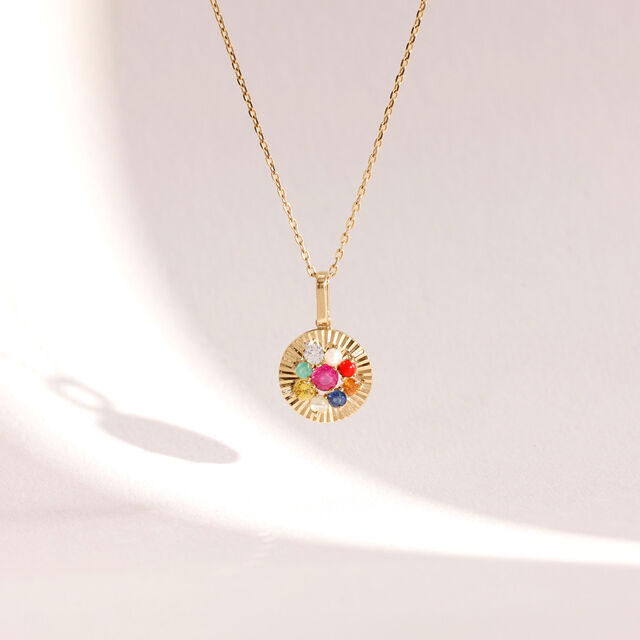 Glowing Navaratna Diamond Pendant,,hi-res image number null