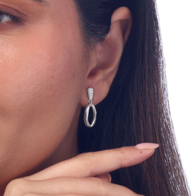Bold Shine Silver Drop Earrings,,hi-res image number null