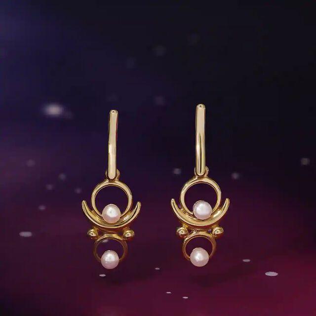 Moon shadow Melody 14KT Pearl Drop Earring,,hi-res view 1