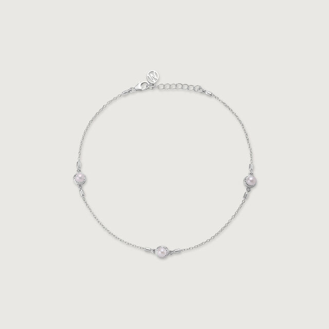 Pearl Kissed Silver Anklet,,hi-res image number null