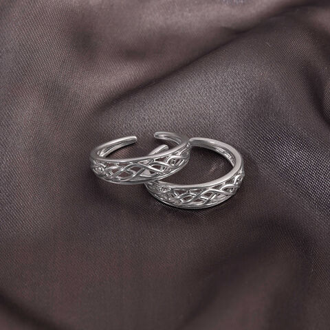 Bold Weave Silver Toe Rings