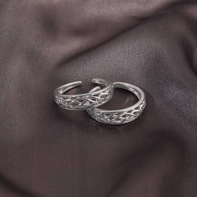 Bold Weave Silver Toe Rings,,hi-res image number null