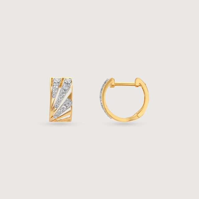 Radiant Frame Diamond Hoop Earrings,,hi-res image number null