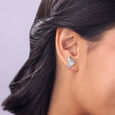 Sculpted Shine Silver Stud Earrings,,hi-res view 2