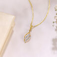Flowing Wave Gold & Diamond Pendant,,hi-res view 1