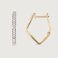 Chic Sleek Gold & Diamond Hoop Earrings,,hi-res view 4