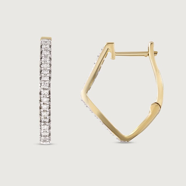 Chic Sleek Gold & Diamond Hoop Earrings,,hi-res image number null