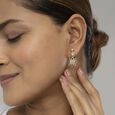 Crochet Sparkle Gold and Diamond Drop Earrings,,hi-res view 2