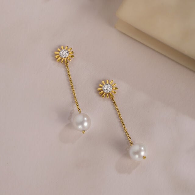 Pearl Earrings Gold Tanishq Stud Earrings Online Gold Pearl Drop