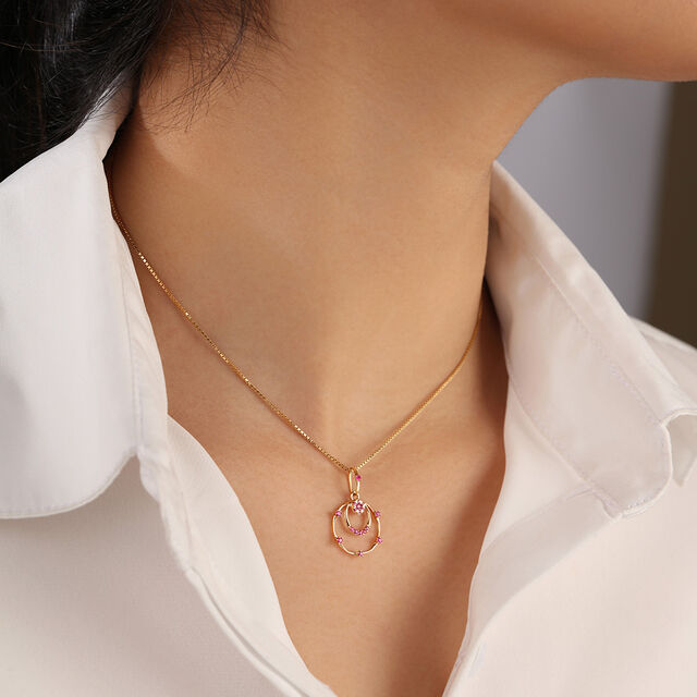 Orbit of Elegance 14KT Dark Pink Sapphire Pendant,,hi-res image number null