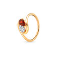 14 KT Yellow Gold Toi et Moi Diamond and Red Garnet Ring,,hi-res view 2