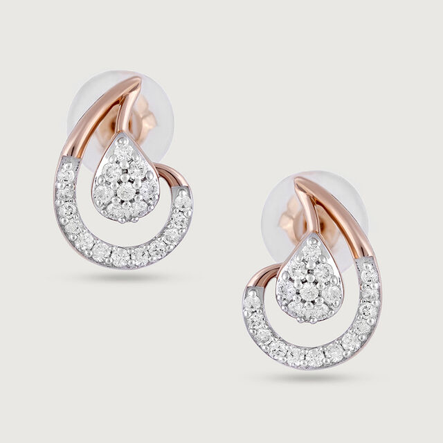Elegant Swirl Gold & Diamond Stud Earrings,,hi-res image number null