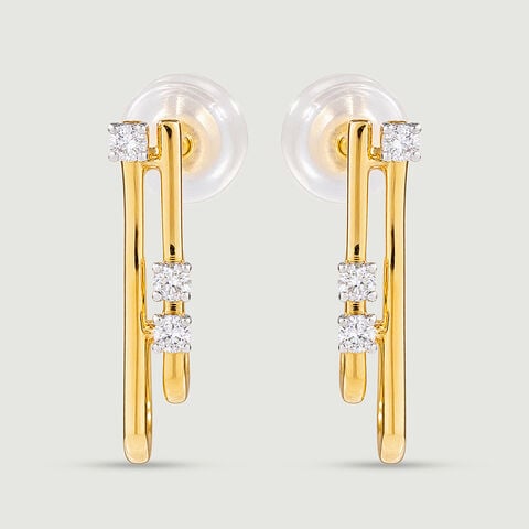 Sleek Linear Diamond Hoop Earrings