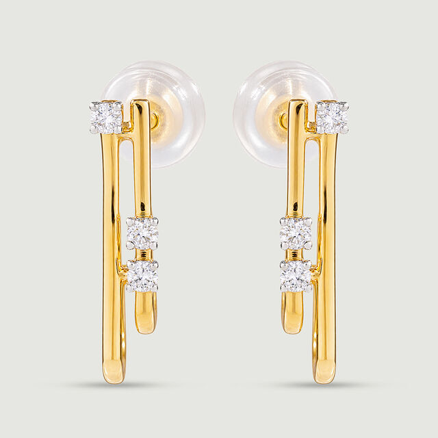 Sleek Linear Diamond Hoop Earrings,,hi-res image number null