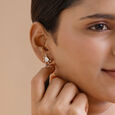 Radiant Halo Polki Diamond Stud Earrings,,hi-res view 2