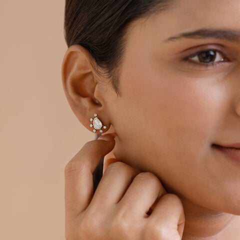 Radiant Halo Polki Diamond Stud Earrings