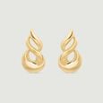 Sleek Fluid Gold Stud Earrings,,hi-res view 3