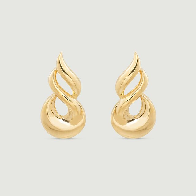 Sleek Fluid Gold Stud Earrings,,hi-res image number null