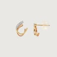 Fluid Layered Diamond Hoop Earrings,,hi-res view 5