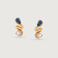 Aqua Shine Pearl & Gold Stud Earrings,,hi-res view 3