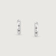 Bold Noir Silver Hoop Earrings,,hi-res view 5