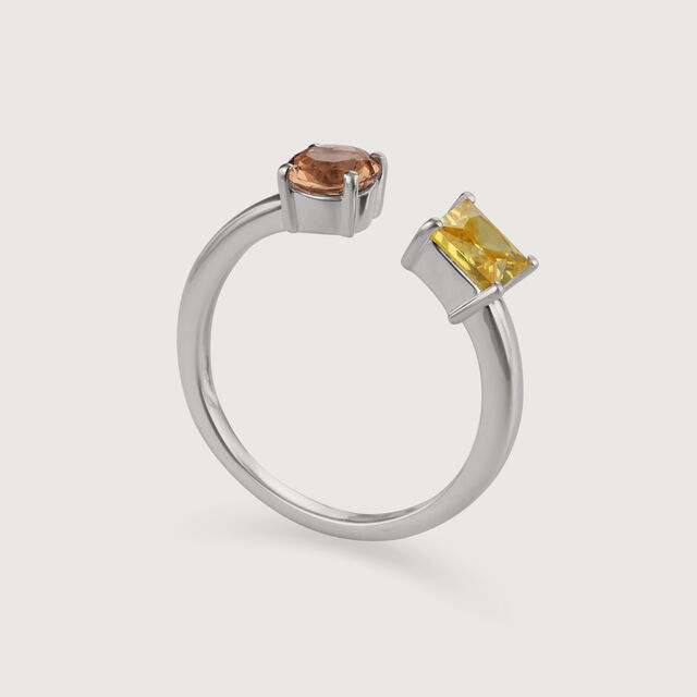 Smokey Elegance & Citrine Spark Silver Ring,,hi-res image number null