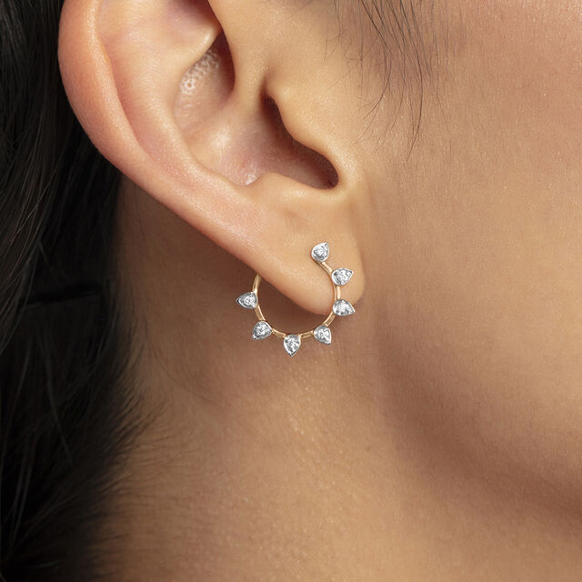 Dazzling Grace Gold & Diamond Hoop Earrings,,hi-res image number null