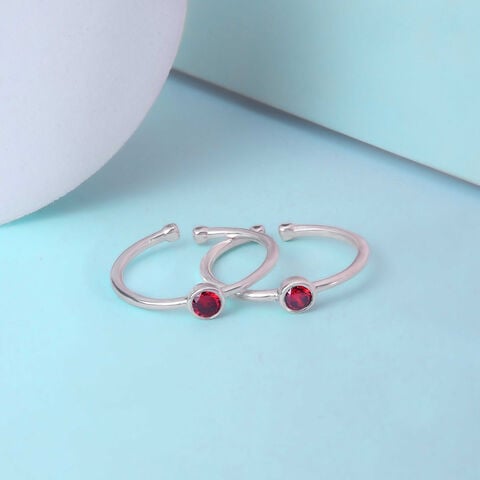 Fiery Charm Silver Toe Rings