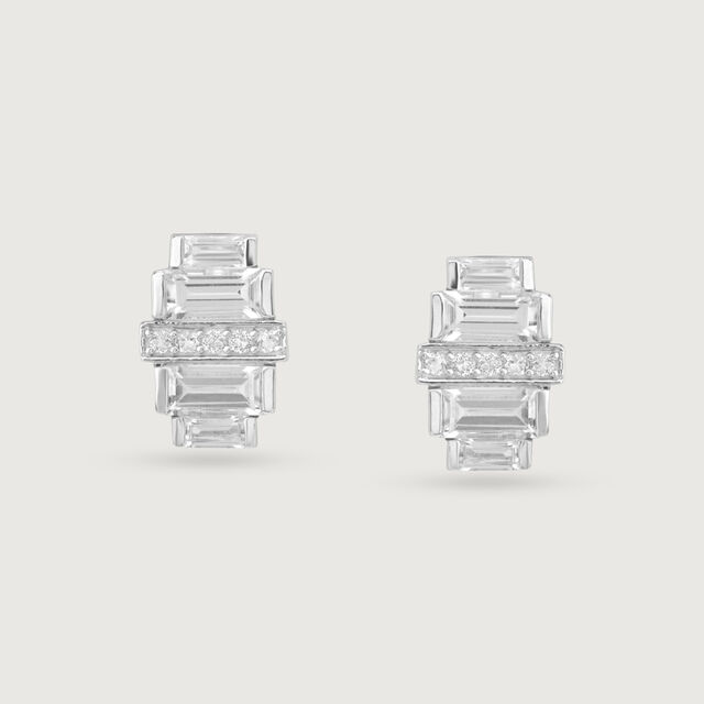 Prism Shine Silver Stud Earrings,,hi-res image number null
