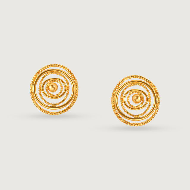 Rustic Charm 22KT Gold Stud Earrings,,hi-res image number null