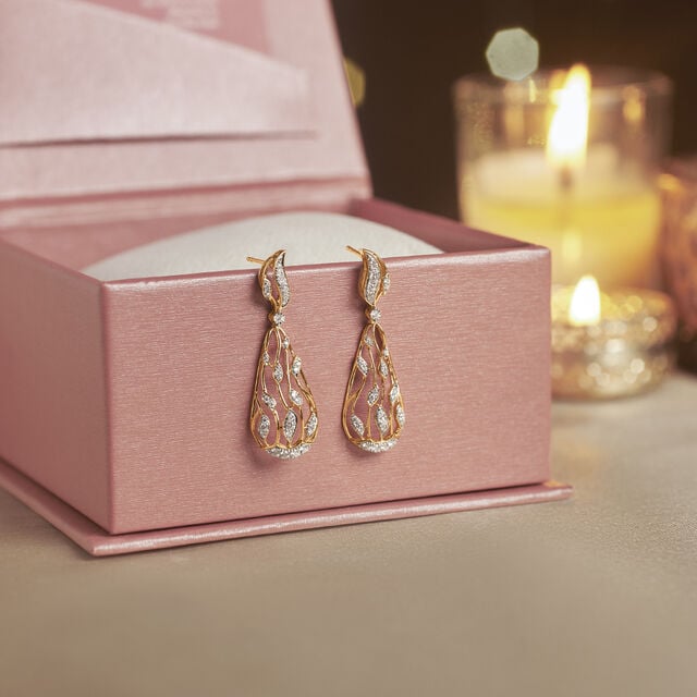 Radiant Flame Diamond Drop Earrings,,hi-res image number null