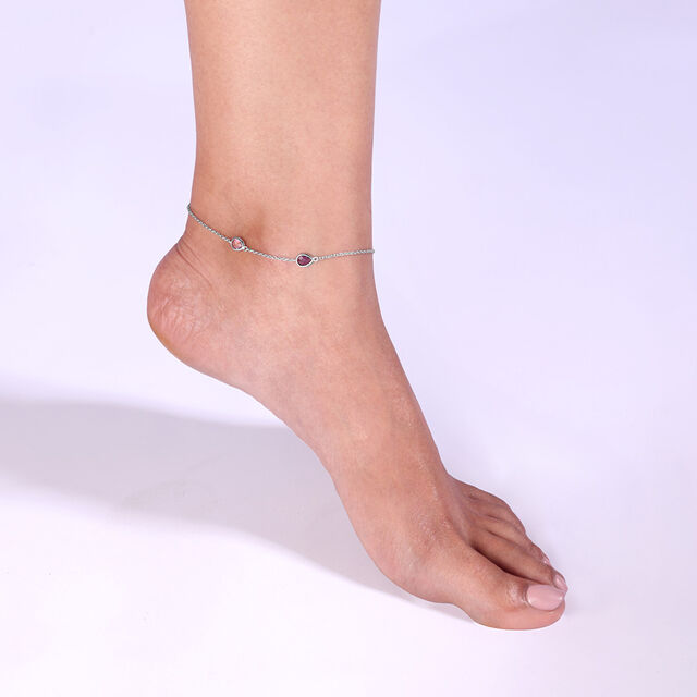 Playful Glow Silver Anklet,,hi-res image number null