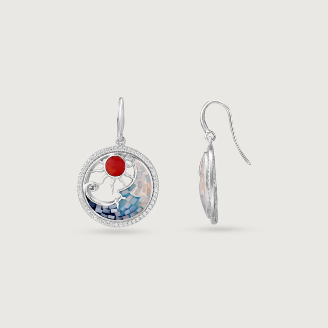 Mother of Pearl Sunny Silver Hoop Earrings,,hi-res image number null