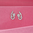Floral Swirl Silver Stud Earrings,,hi-res view 1
