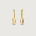 Ribbed Cascade Gold Hoop Earrings,,hi-res view 3