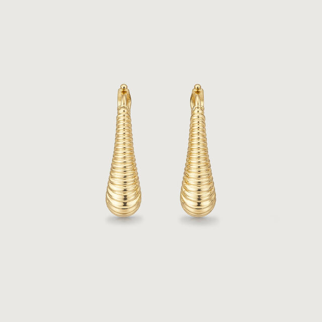 Ribbed Cascade Gold Hoop Earrings,,hi-res image number null