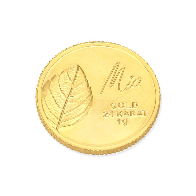 1 GM 24 Karat Tulsi Leaf Gold Coin,,hi-res view 1