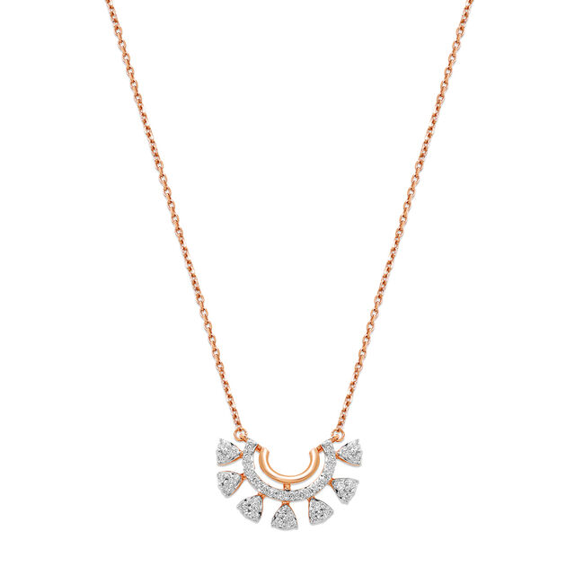 14KT Rose Gold Curved to Perfection Diamond Pendant with Chain,,hi-res image number null