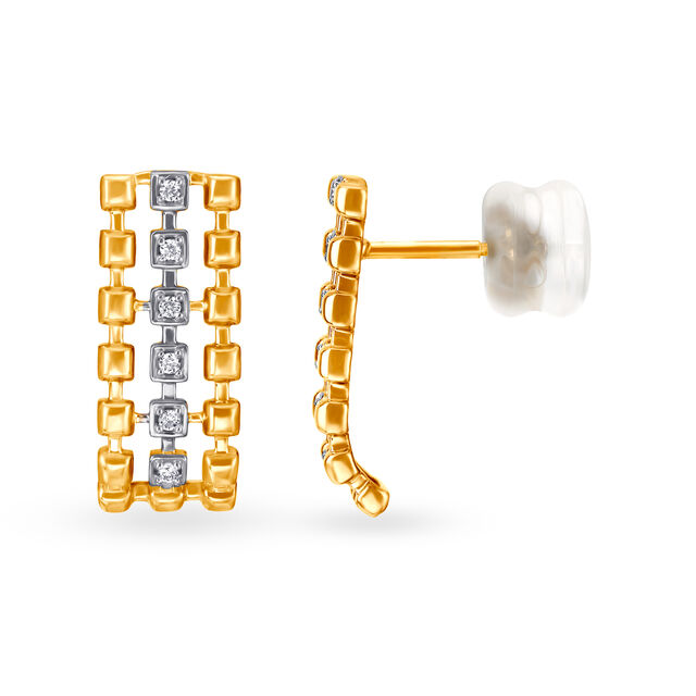 14KT Yellow Gold Lighter Side of Work  Diamond Earrings,,hi-res view 2