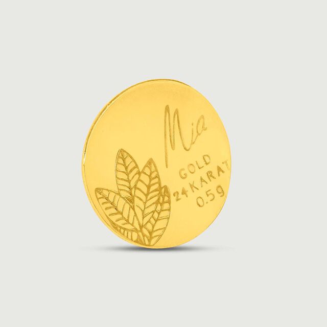 0.5 Gram 24 Karat Mango Leaf Gold Coin,,hi-res image number null