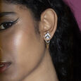 Zigzag Spark Gold & Diamond Drop Earrings,,hi-res view 2