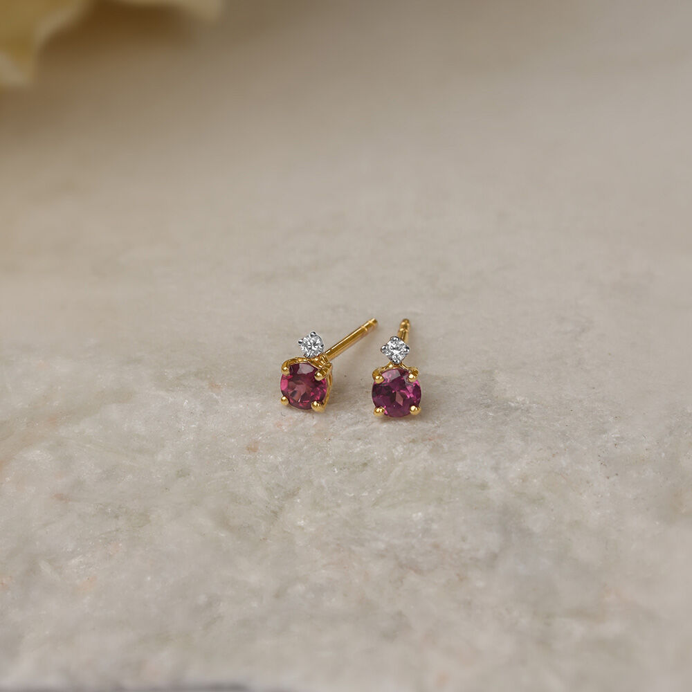 Buy Pink Garnet Passion 14KT Gold Diamond Stud Earrings Online Mia by Tanishq