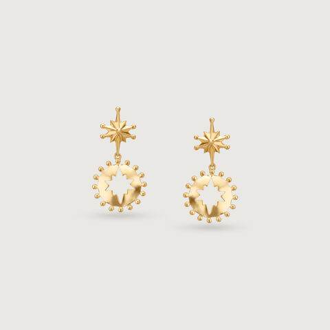 Radiant Sunburst Gold Drop Earrings