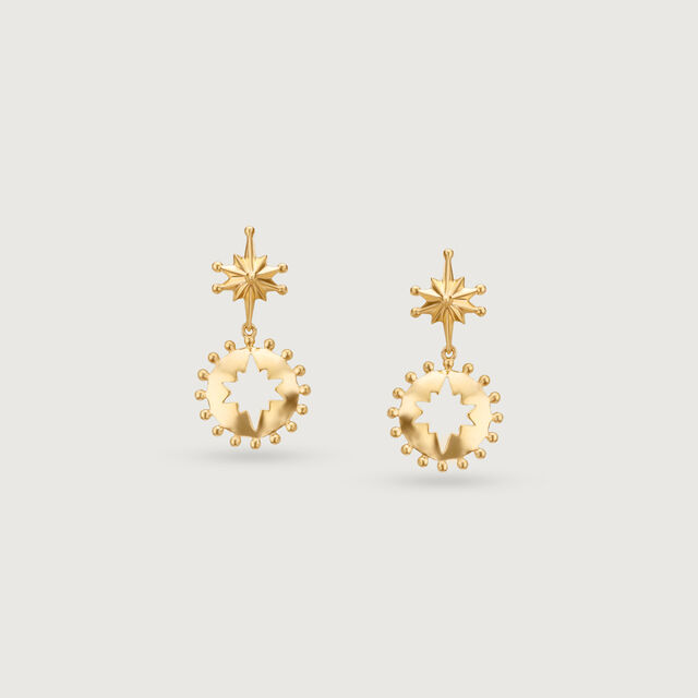 Radiant Sunburst Gold Drop Earrings,,hi-res image number null