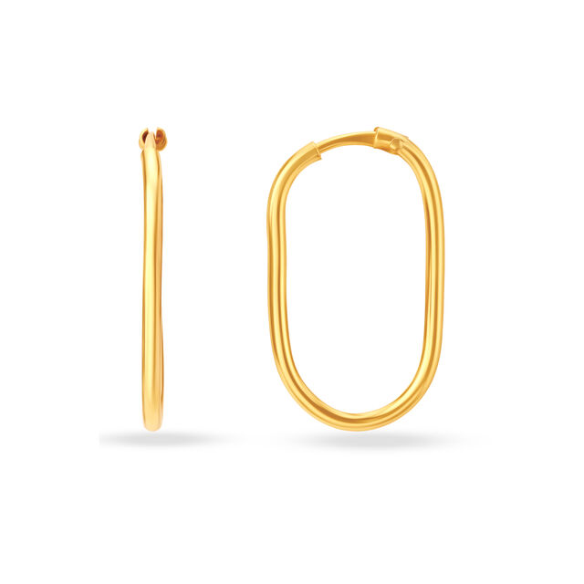 22KT Yellow Gold Stately Contemporary Hoop Earrings,,hi-res image number null